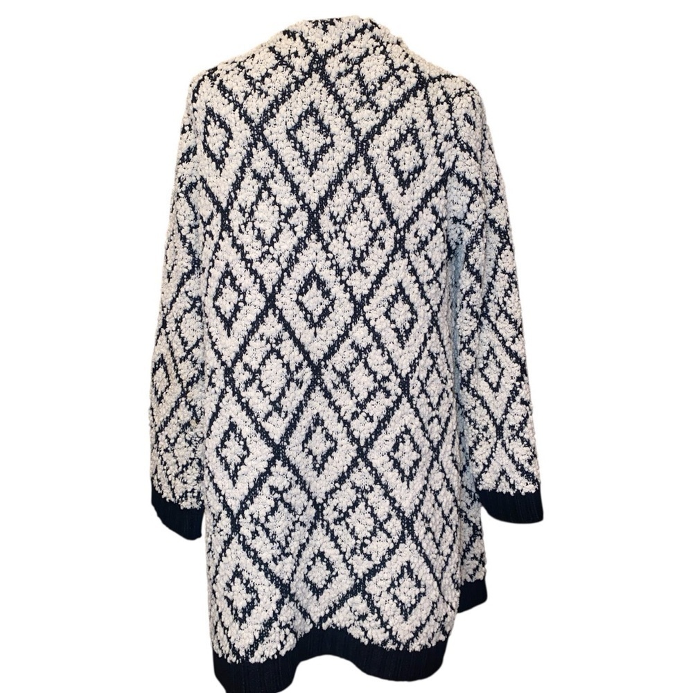 Solitaire by Ravi Khosla Long Cardigan Sweater Black and White Size Large - Picture 3 of 7